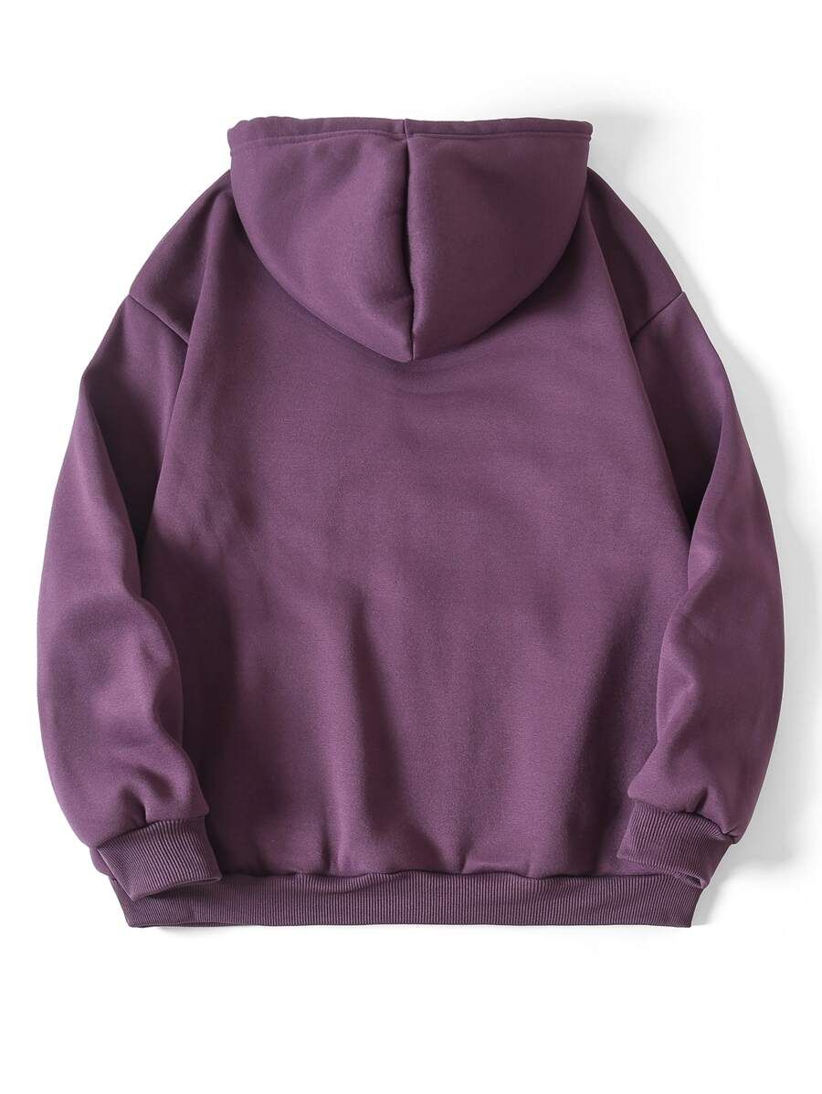 Kangaroo Pocket Thermal Lined Drawstring Hoodie | SHEIN