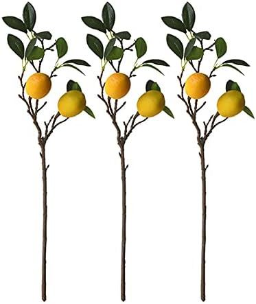 HOVEYY 3PCS Artificial Lemon Branch, Fake Fruit Stems with Green Leaves Greenery Decoration Lemon... | Amazon (US)