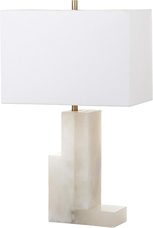 SAFAVIEH Lighting Collection Cora Modern Glam Alabaster White 28-inch Bedroom Living Room Home Of... | Amazon (US)