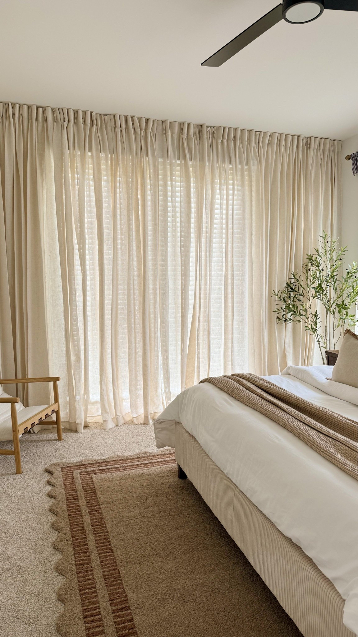 Curtain wall in our bedroom — Turned out soooo good and it was so easy to install☺️ each set of curtains come with 2 panels. I got 8 packs to get that really full look!

#LTKHome
