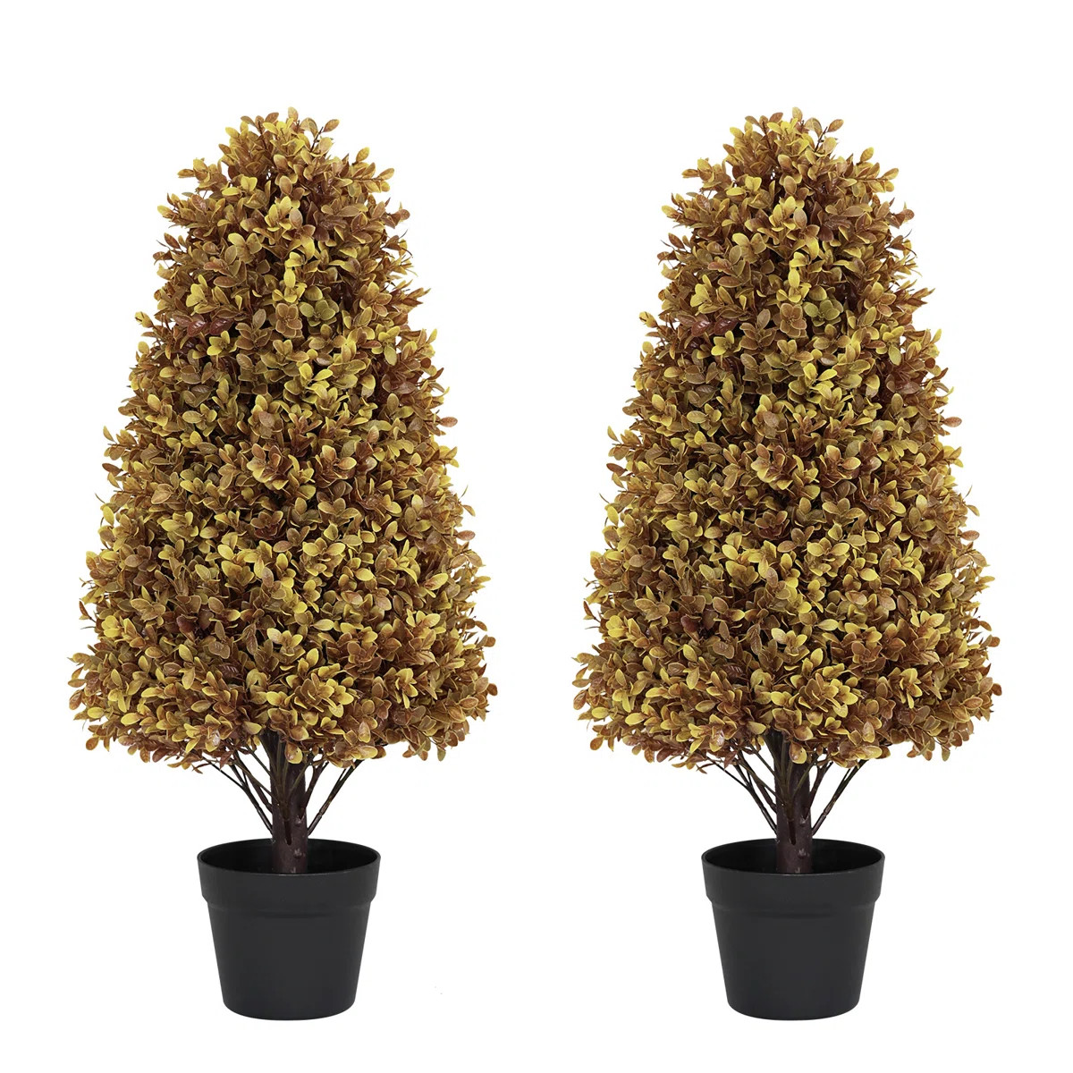 2.5Ft Artificial Topiary Trees Faux Boxwood Trees For Fall Autumn Bushes Potted Plants Artificial... | Wayfair North America
