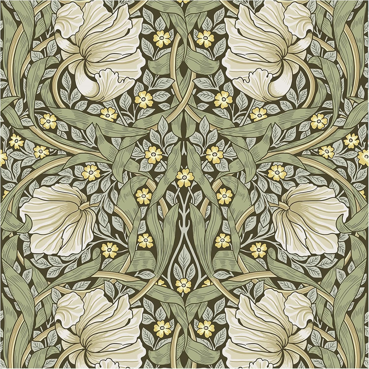 HAOKHOME 94028-1 Vintage Floral Wallpaper Peel and Stick Botanical Sage Green/Yellow Wall Murals ... | Amazon (US)
