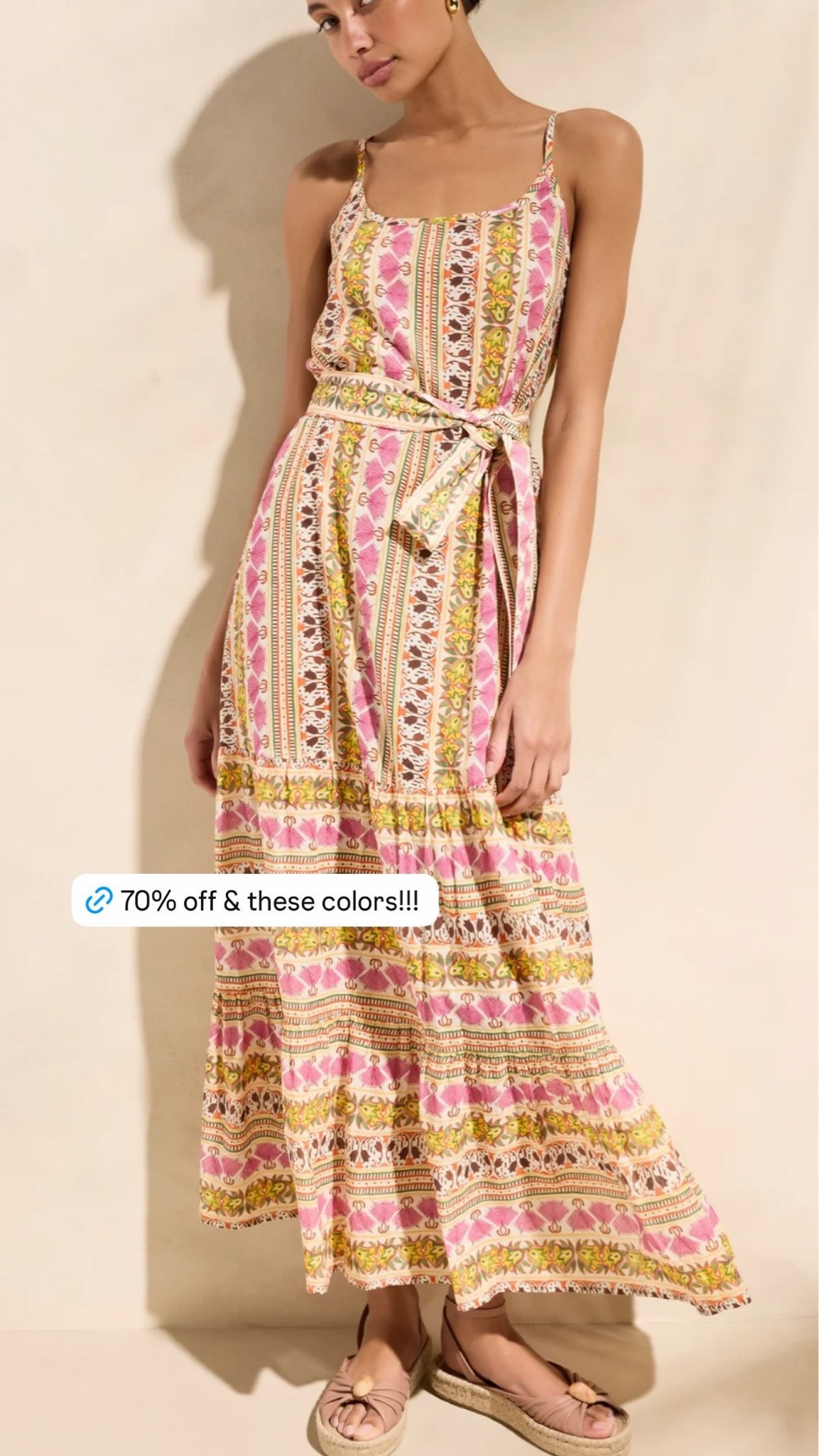 this maxi is an absolute steal at 70% off 💗 i couldn’t get over this print and color combination—it feels so fun for summer while still being timeless enough to wear year after year. the tie waist is so flattering, and it’s one of those dresses you can easily dress up with wedges for dinner or keep casual with flat sandals on vacation. definitely worth grabbing while it’s still on sale!

#LTKSeasonal #LTKSaleAlert