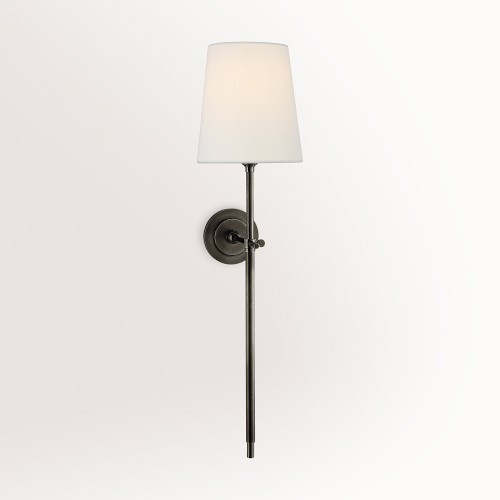 Seton Sconce, Large Tail, Bronze with Linen Shade | Williams-Sonoma