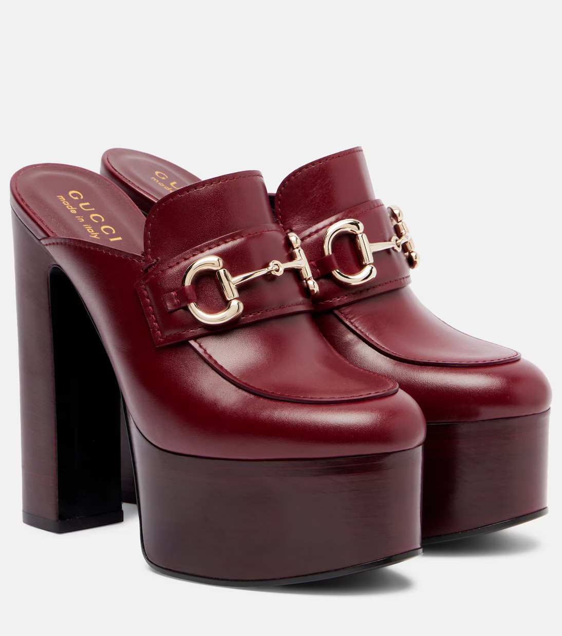 Horsebit leather platform mules | Mytheresa (INTL)