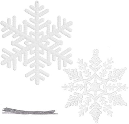 Pack of 32pcs Plastic Glitter Snowflake Ornaments Christmas Hanging Decorations Holiday Party Dec... | Amazon (US)