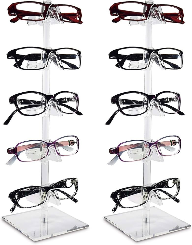 Mooca 2 Piece Set Acrylic Eyeglasses Frame Riser Display Stand Sunglasses Rack Sunglasses Rack Ho... | Amazon (US)