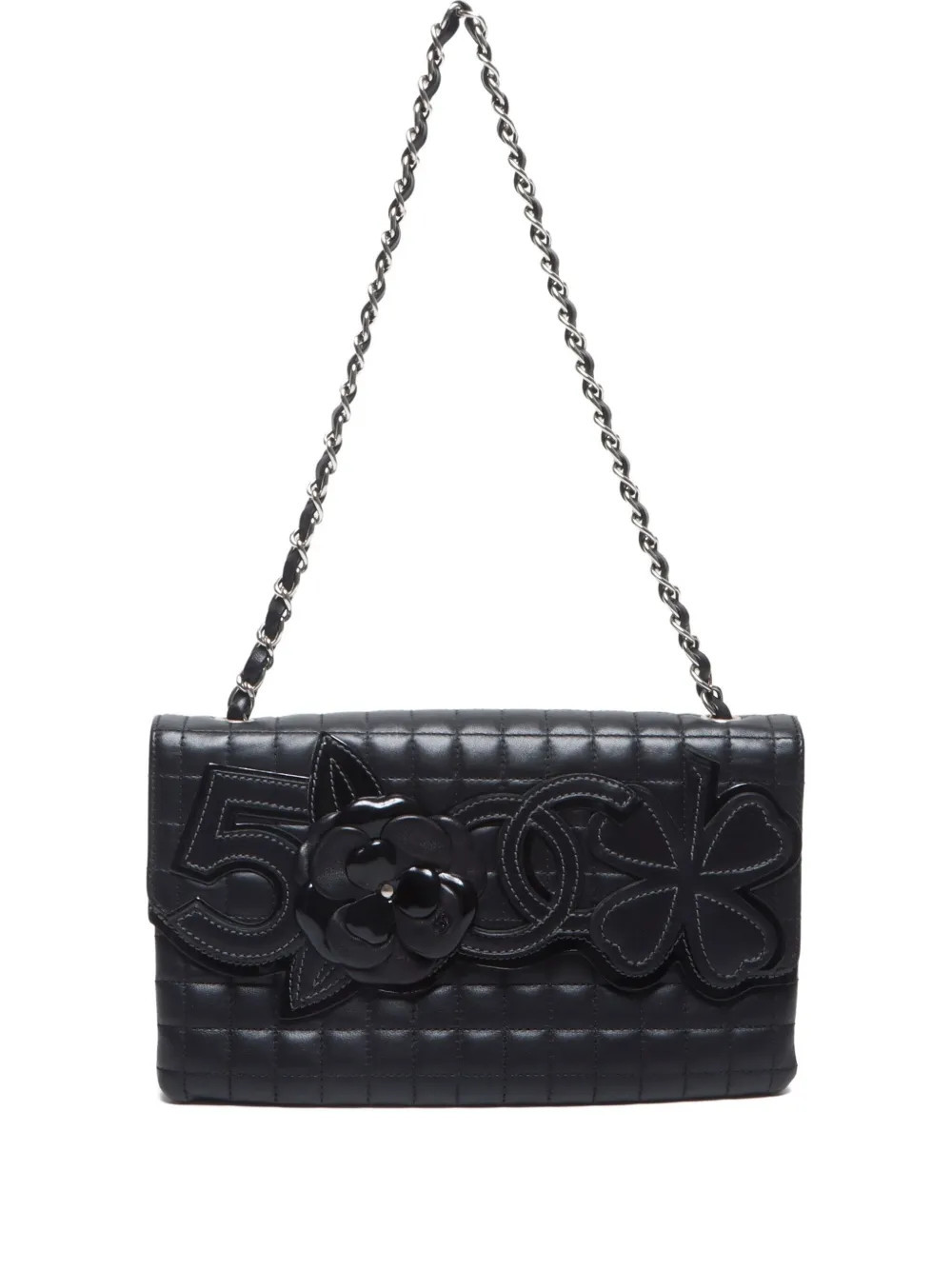 CHANEL Pre-Owned 2005-2006 Chocolate Bar Camelia shoulder bag - Black | Farfetch Global