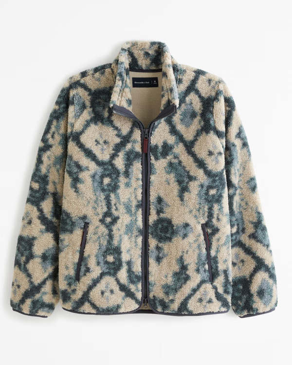 Pattern Sherpa Full-Zip Jacket | Abercrombie & Fitch (US)