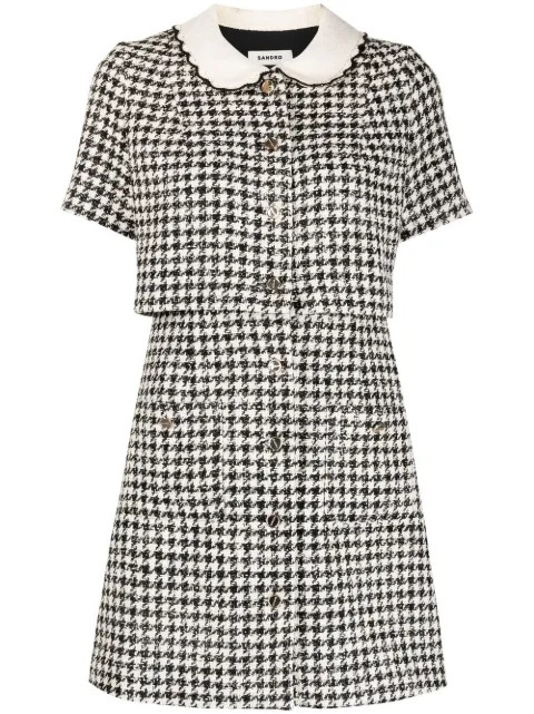SANDRO Faustina houndstooth-print Dress - Farfetch | Farfetch Global