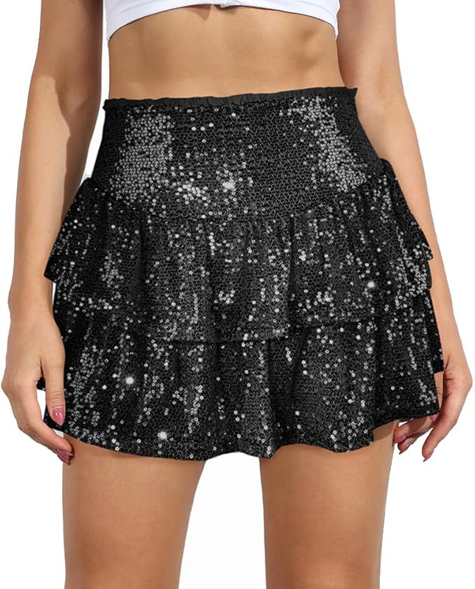 MiiVoo Sequin High Waist Mini Skirt | Amazon (US)