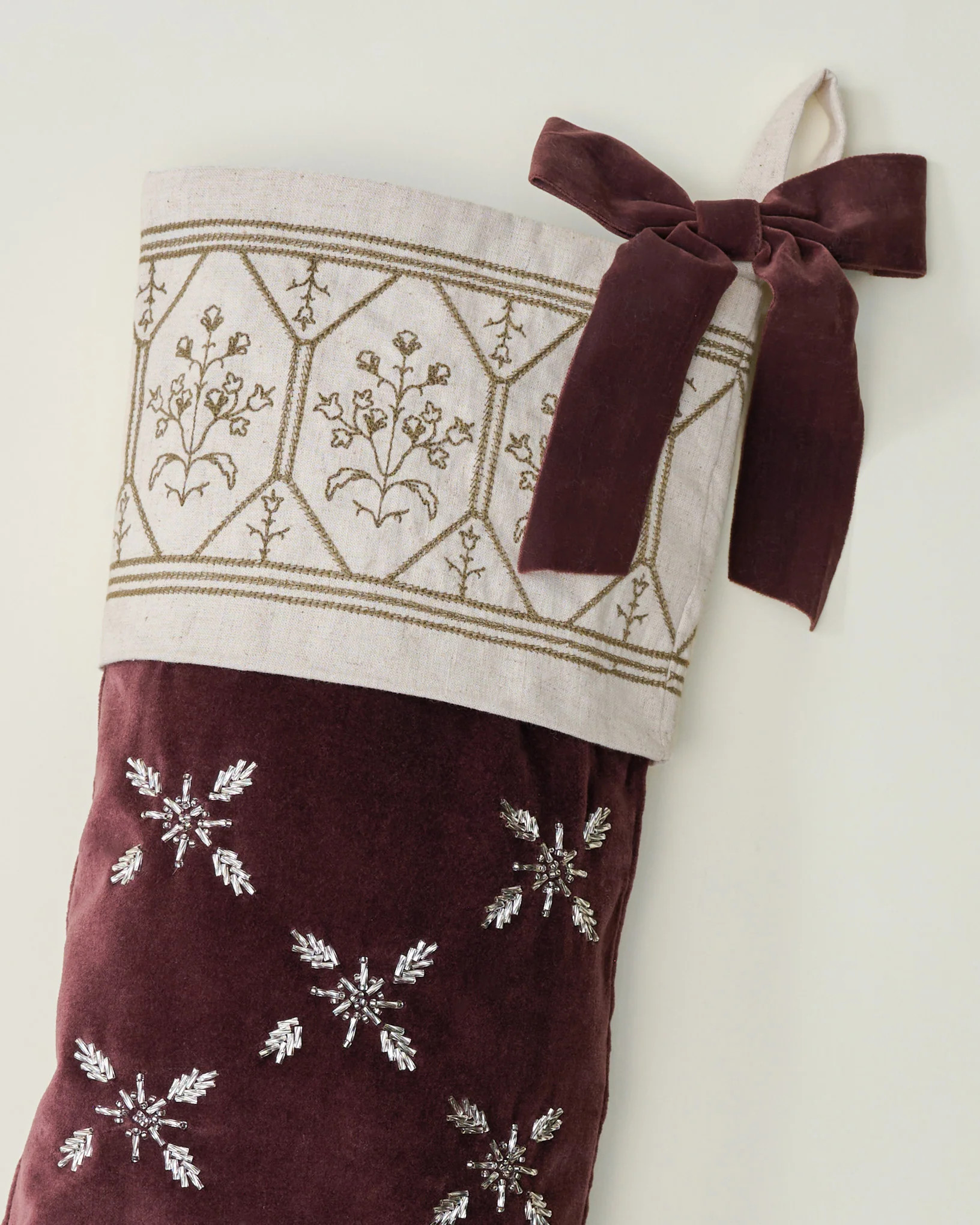 Noella Hand-Beaded Velvet Stocking | Magnolia