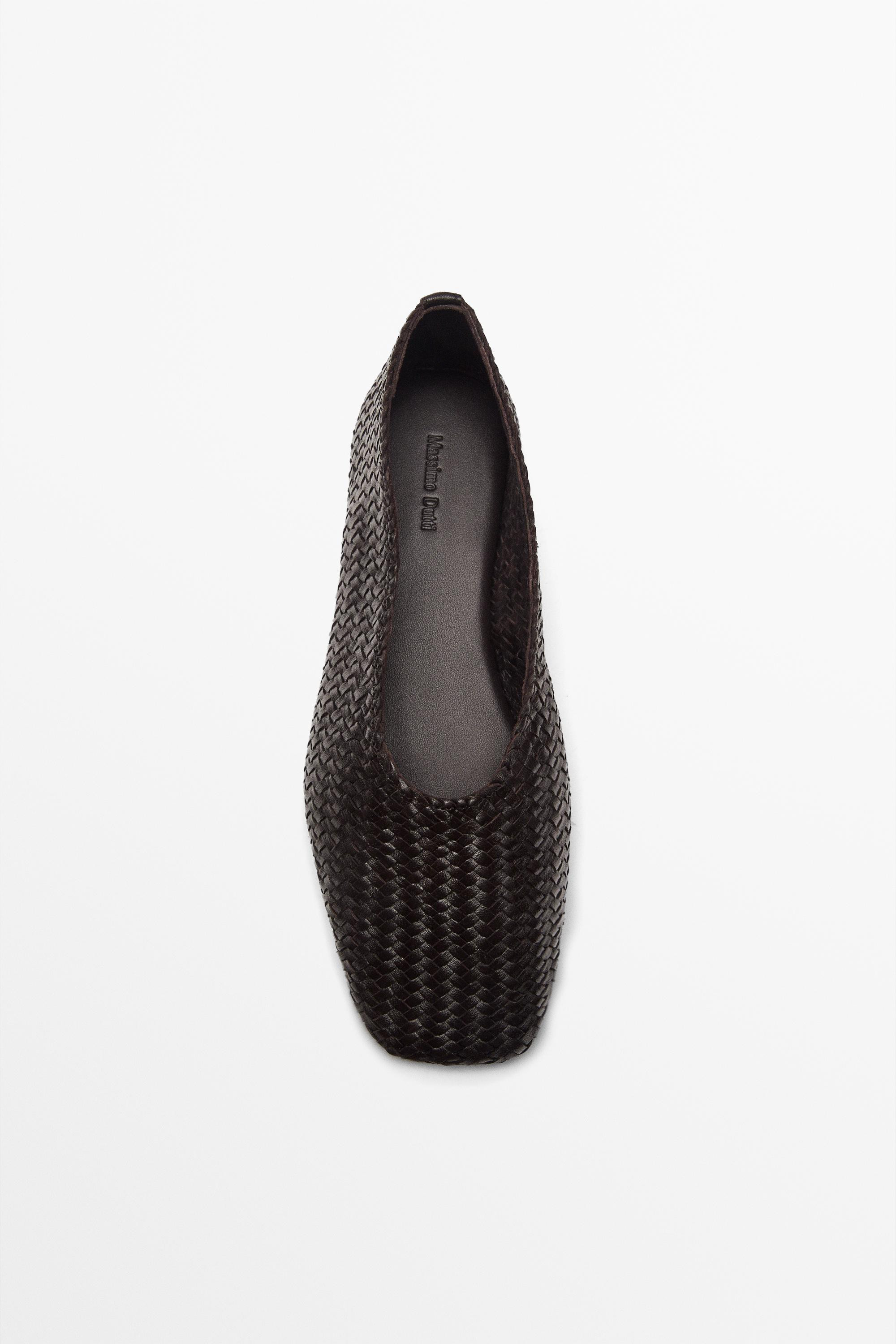 Braided leather ballet flats | Massimo Dutti UK
