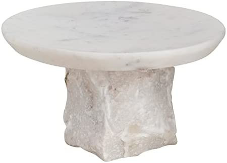 Bloomingville Round Marble Cutting Board with raw edge pedestal, White, 9"L x 9"W x 5"H | Amazon (US)