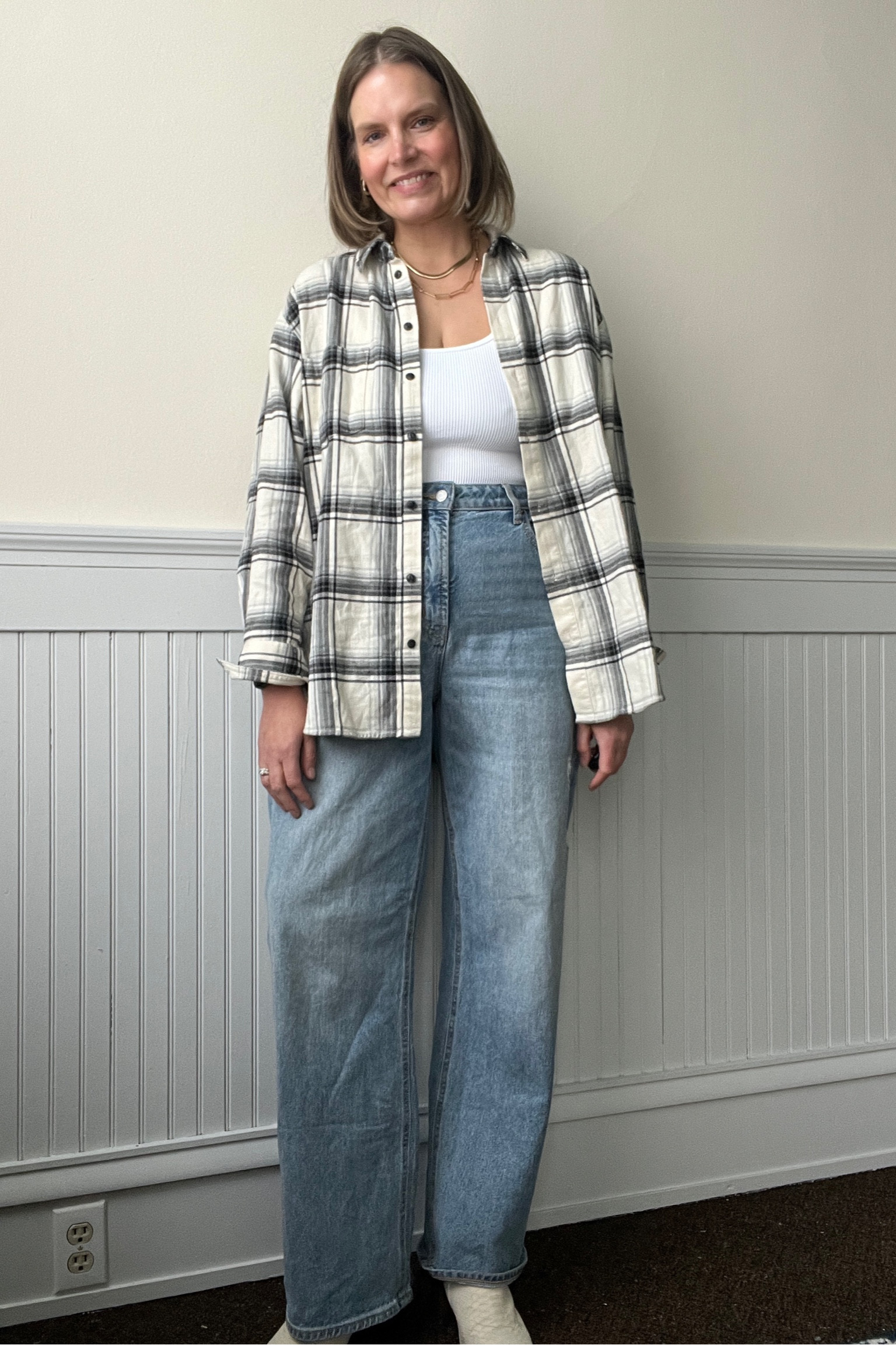 Fall outfit code: flannel, tank, jeans and white boots 

I’m so glad it’s finally fall 🍂

#LTKmidsize #LTKSeasonal #LTKover40