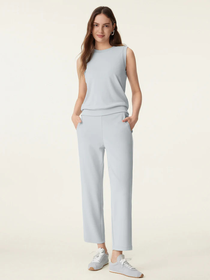 2Pcs Set Crewneck Tee & Mid Rise Tapered with Pockets | OGLmove