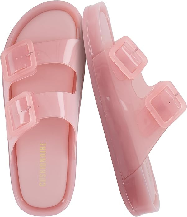 CUSHIONAIRE Pool Slides for Women Waterproof Double Buckle Adjustable Slip-On Womens Sandals for ... | Amazon (US)