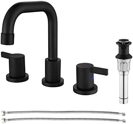 PARLOS Matte Black Widespread Bathroom Sink Faucet with Metal Pop-up Drain and cUPC Supply Lines,... | Amazon (US)