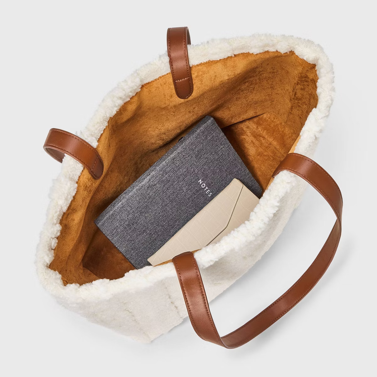 Cozy Alpine Cable Knit Faux Shearling Reversible Tote Handbag - Universal Thread™ Cream | Target