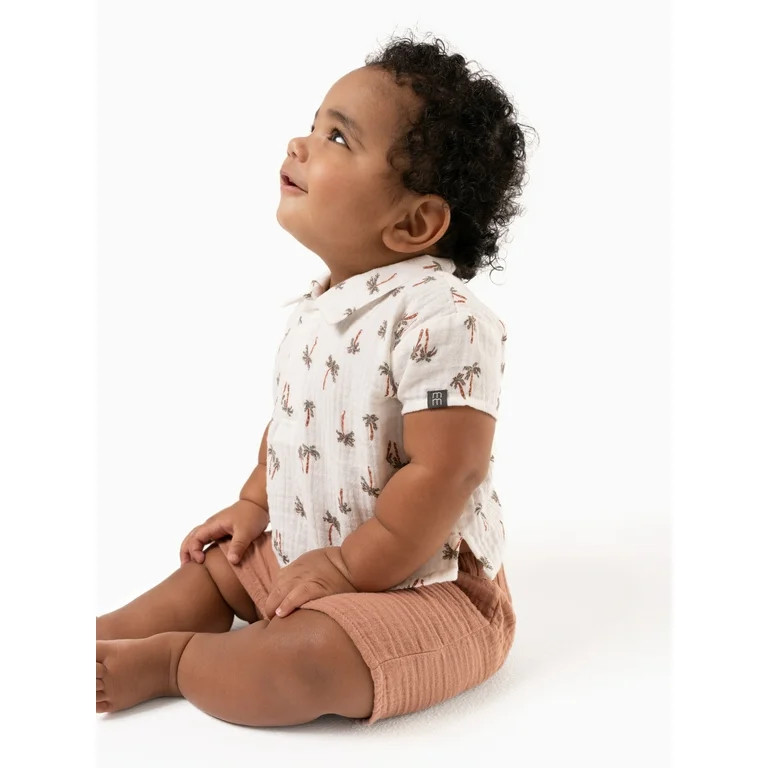 Modern Moments by Gerber Baby Boy Short Sleeve Top and Short Outfit Set, Sizes 0/3 Months - 24 Mo... | Walmart (US)