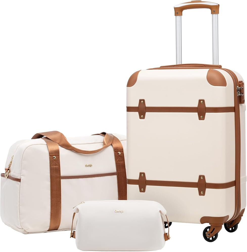 Coolife Luggage Set 3 Piece Suitcase Set Carry On Luggage PC Hardside Luggage TSA Lock Spinner Wh... | Amazon (US)