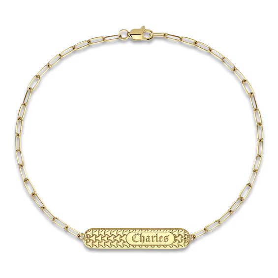 Engravable Station Bracelet 14K Yellow Gold 7.5" 32mm|Jared | Jared Jewelers