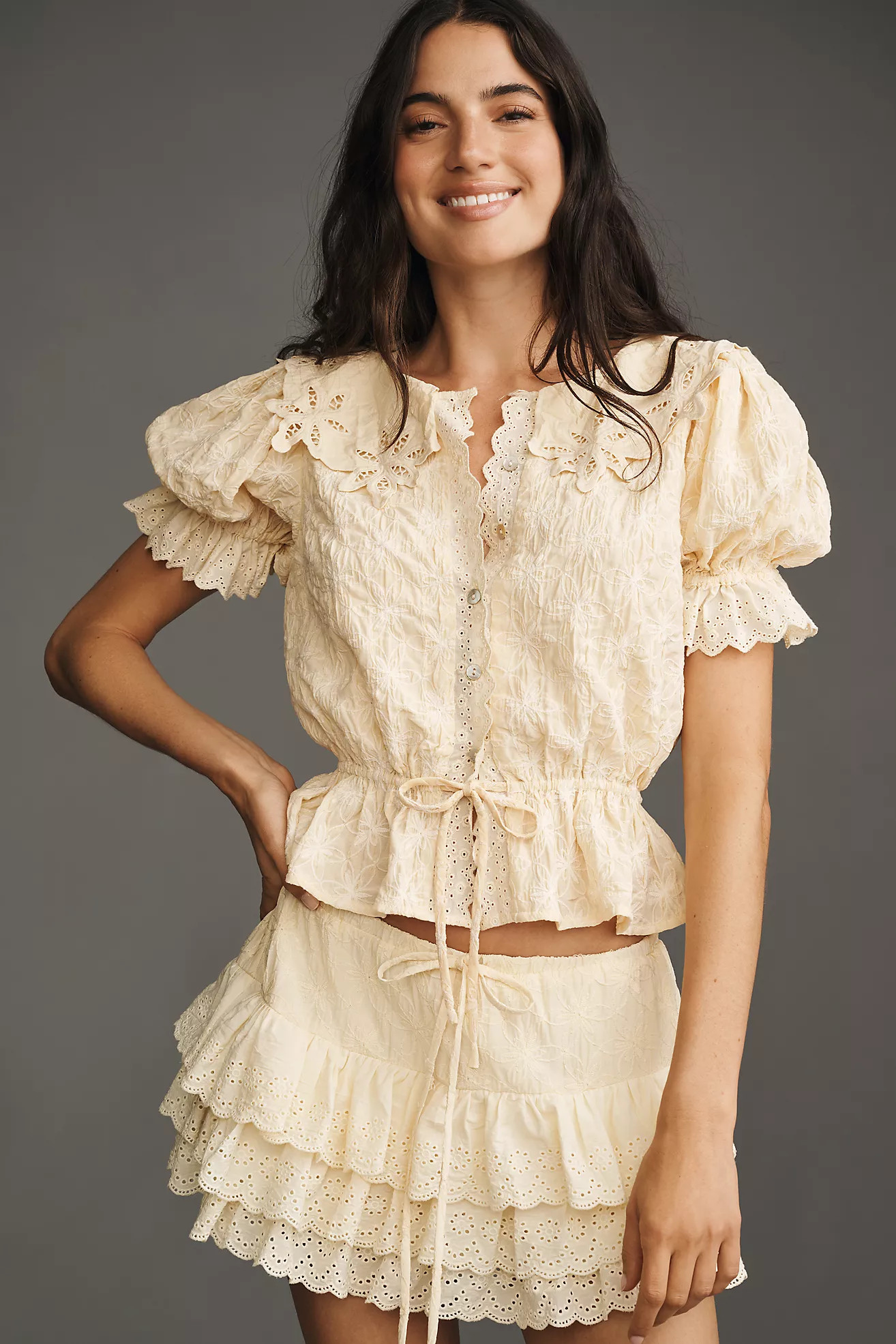 Jacquie The Label Janice Puff-Sleeve Ruffled Blouse | Anthropologie (US)