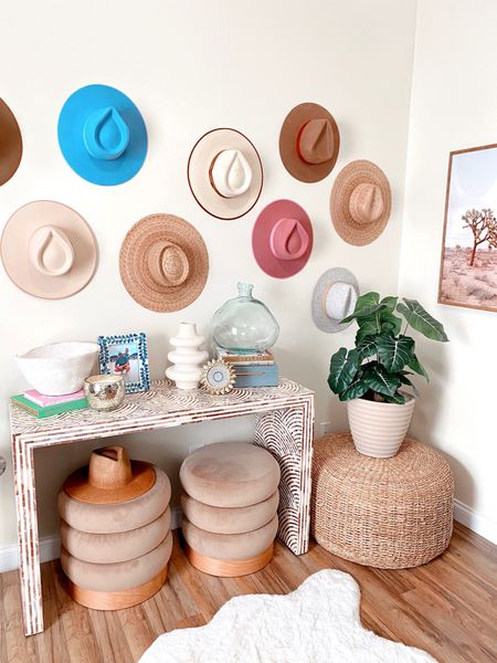 Home Office 💗

Hat Wall, Console Table, Stools, home Decor, Blogger office, office space, wall decor, faux plants 

#LTKstyletip #LTKsalealert #LTKhome
