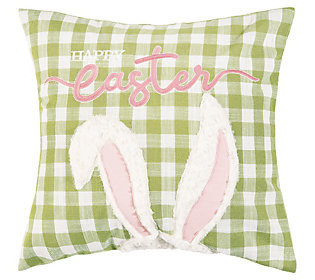 18"" x 18"" Easter Bunny Ears Spring Throw Pillow by Valerie | QVC