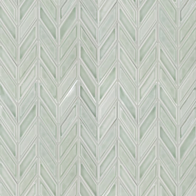 Boutique Portofino Sage Chevron Mosaic Green 11-in x 12-in Glazed Ceramic Patterned Chevron Mosai... | Lowe's