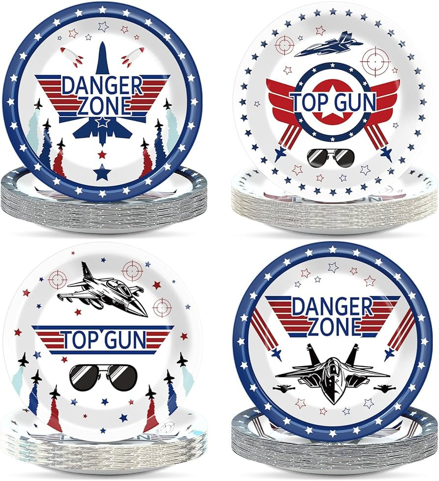 48Pcs Fighter Jet Pilot Birthday Party Paper Plates for Airplane Aviation Party Supplies 7" Fight... | Amazon (US)