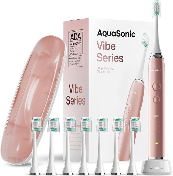 Aquasonic Vibe Series Ultra-Whitening Toothbrush – ADA Accepted Electric Toothbrush - 8 Brush H... | Amazon (US)