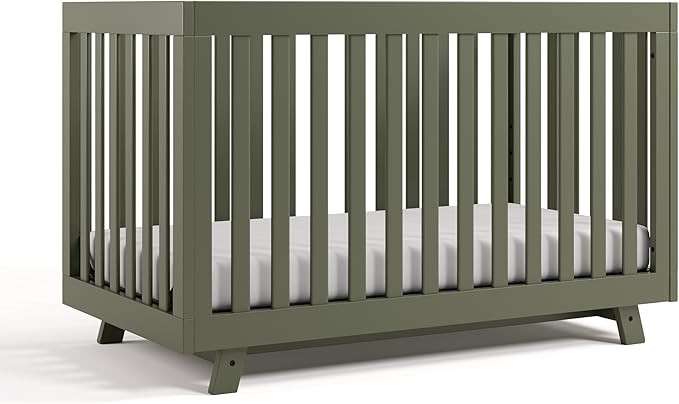 Storkcraft Beckett 3-in-1 Convertible Crib (Olive) – GREENGUARD Gold Certified, Fits Standard C... | Amazon (US)