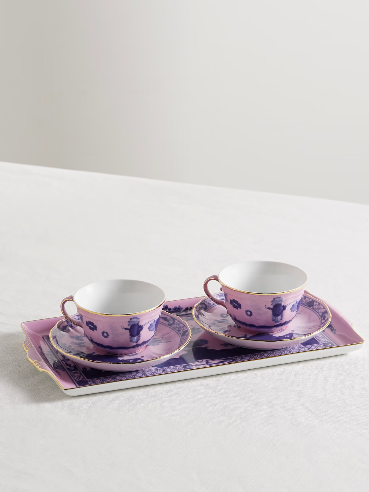 GINORI 1735 - Gold-plated Porcelain Tea Set For Two - Pink | NET-A-PORTER (US)