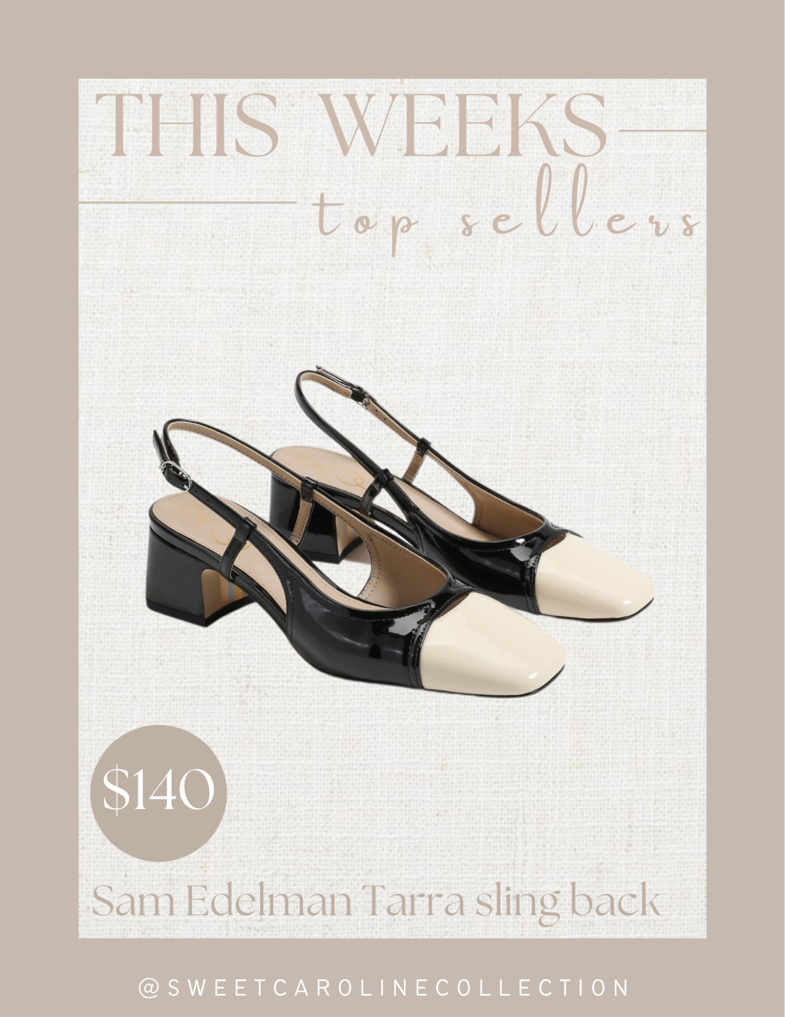 This weeks top sellers!

6. Sam Edelman Tarra Slingback heel 

Sam Edelman, DSW, Anthropologie, Marc Fisher, slingback heel, block heel, workwear, Amazon, journee, kohls, asos, Nordstrom, heel, pumps, mule, pink heels, black heels, velvet heels, sequin pumps, shoes, holiday shoes, Christmas heels, party heels, under 200, under 150, under 100, style, fashion, trendy, top seller, best seller, must have, sweet Caroline collection 

#LTKSeasonal #LTKunder100 #LTKshoecrush