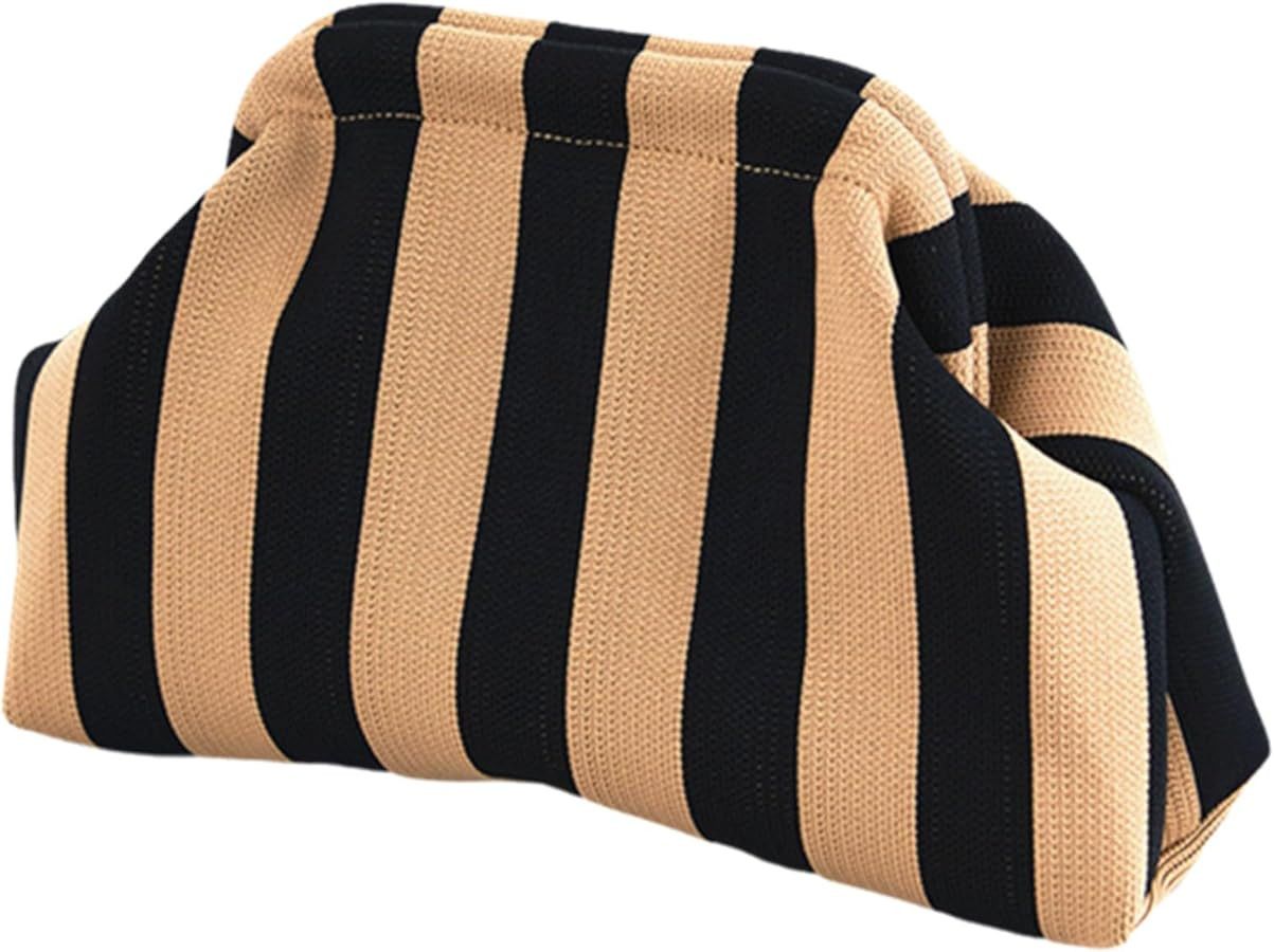 DIHKLCIO Clutch Purses for Women 2026 Summer Beach Woven Crochet Bag Dumpling Striped Ruched Clou... | Amazon (US)