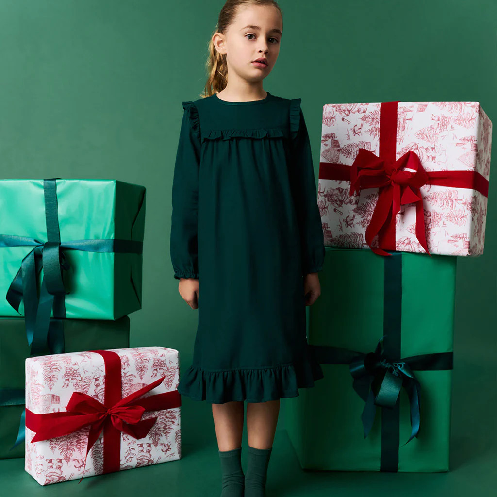 Solid Green Flannelette Nightgown | Forrest Green | Posh Peanut
