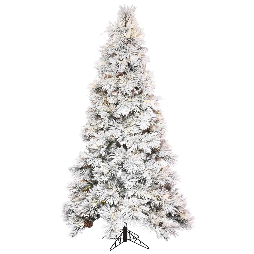 Vickerman 9' x 44" Flocked Atka Pencil Artificial Christmas tree, Warm White LED Lights. - 9' x 44 | Bed Bath & Beyond
