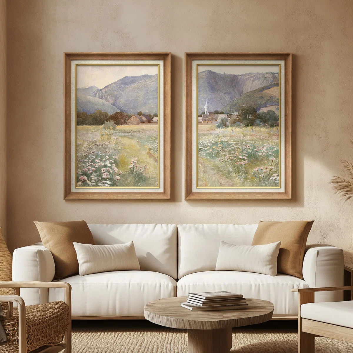 Set of 2 Premium Framed Art Vintage Abstract Artworks on Premium Canvas with 26"x36" Frame (Set o... | Wayfair North America