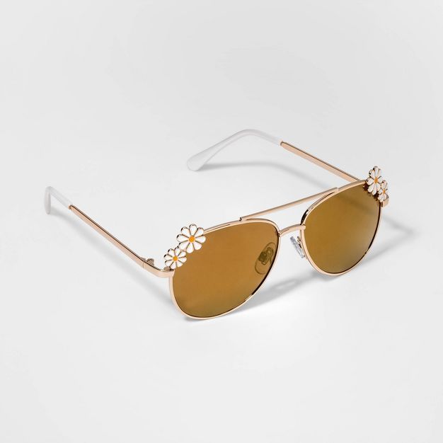 Kids' Daisy Aviator Sunglasses - Cat & Jack Gold | Target