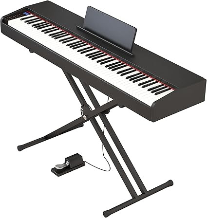 Digital Piano 88 key Semi Weighted Keyboard With X Stand & Sustain Pedal, Full-Size Beginner Elec... | Amazon (US)
