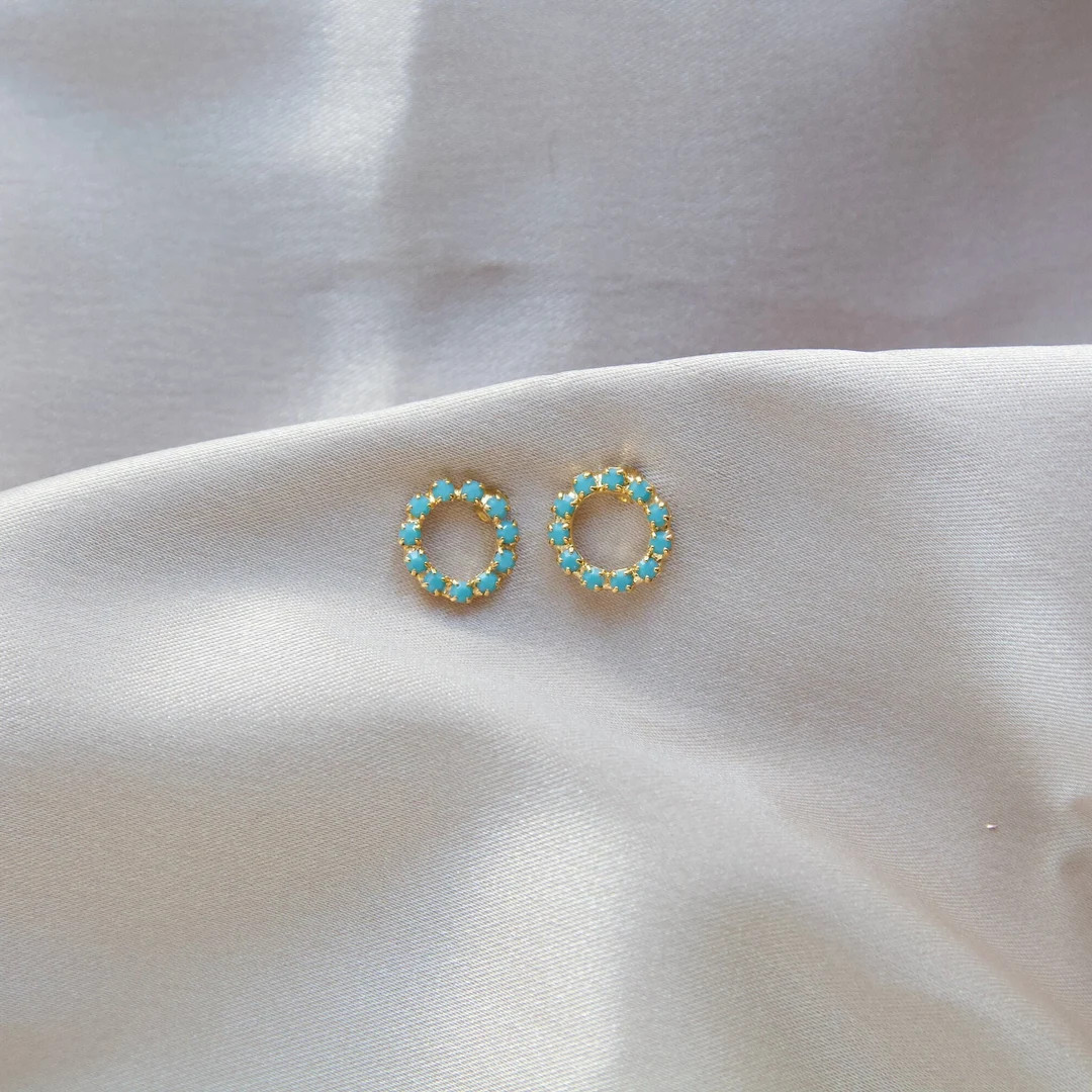 Turquoise Circle Stud Earrings *MADE TO ORDER Everyday Studs Turquoise Jewelry Hypoallergenic Nic... | Etsy (US)