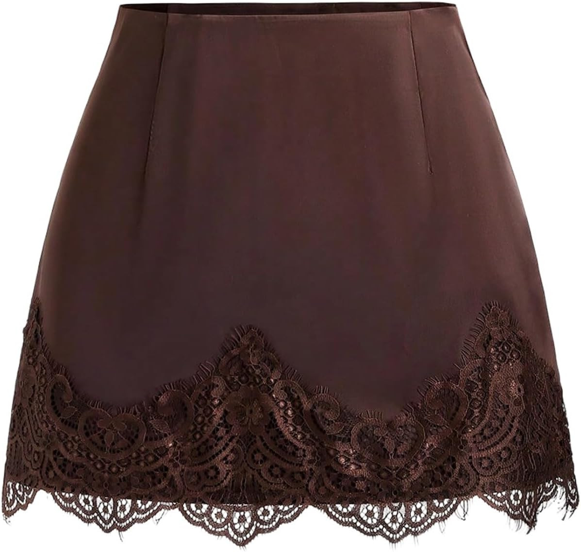 Milumia Women's Satin Lace Mini Skirt Sexy Low Rise Going Out Short Skirts | Amazon (US)