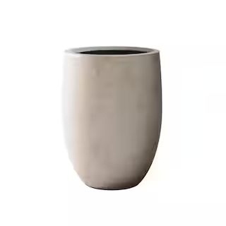 21.7"H Weathered Concrete Tall Planter Modern Round Large, Outdoor Indoor Decorative w/ Drainage ... | The Home Depot