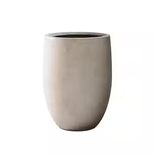 21.7"H Weathered Concrete Tall Planter Modern Round Large, Outdoor Indoor Decorative w/ Drainage ... | The Home Depot