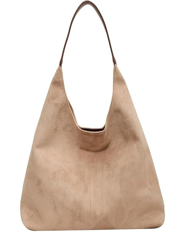 Slouchy Tote Bag, Tote Bags for Women, Suede Hobo Bags for Women, Brown Suede Handbag, Work Bags ... | Amazon (US)
