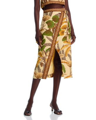 FARM Rio Foliage Sketch Sand Midi Skirt  | Bloomingdale's Women | Bloomingdale's (US)
