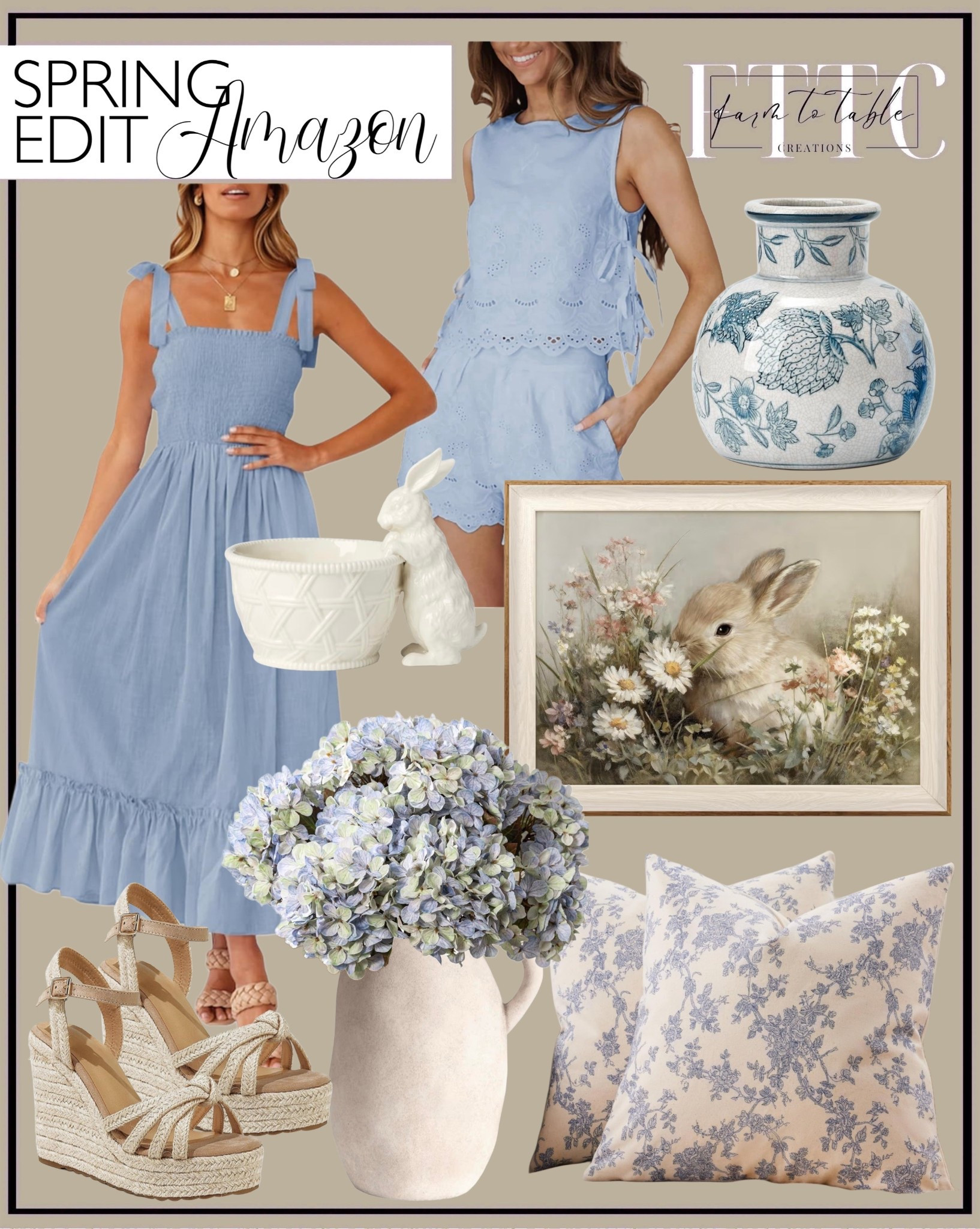 Blue & White Spring Amazon Finds — Dress, Hydrangeas, Bunny Decor, Vase & Pillows

Follow @farmtotablecreations on Instagram for more inspiration.

Soft blues, pretty florals, and sweet spring accents — this Amazon edit is giving effortless warm-weather style for both your home and wardrobe. From the breezy blue dresses and espadrille wedges to the chinoiserie vase, hydrangea arrangement, bunny planter, and classic blue-and-white pillows, these pieces are perfect for refreshing your space (and your closet) for the season ahead. Everything is easy to mix, match, and style for a fresh spring look without overspending.

Amazon | Spring Decor | Spring Dress | Blue Dress | Hydrangeas | Throw Pillows | Easter Decor | Bunny Decor | Chinoiserie | Espadrilles | Home Decor | Amazon Home Finds | Living Room Decor | Bedroom Decor | Neutral Decor | Blue And White Decor | Affordable Decor | Seasonal Decor

Follow my LTK @farmtotablecreations on the @shop.LTK app to shop this post and get my exclusive app-only content!

#liketkit #LTKSeasonal #LTKStyle #LTKHome #amazonfinds #springdecor #bluedress #throwpillows #easterdecor #hydrangeas #vase #espadrilles #dress #pillows

#LTKSaleAlert #LTKHome #LTKSeasonal