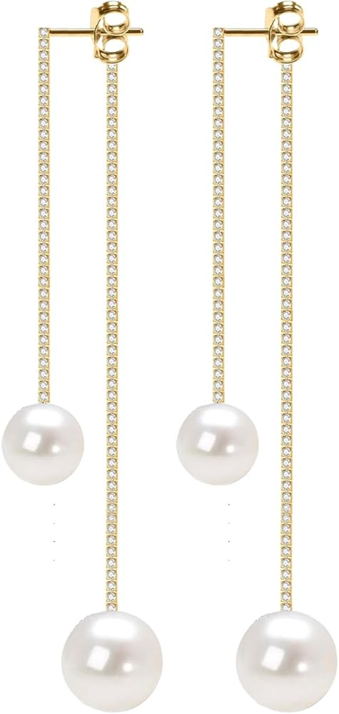 Sparkling CZ Crystal Tassel Jewelry for Women Pearl Tassel Earrings for Women Long Pearl Earrings... | Amazon (US)