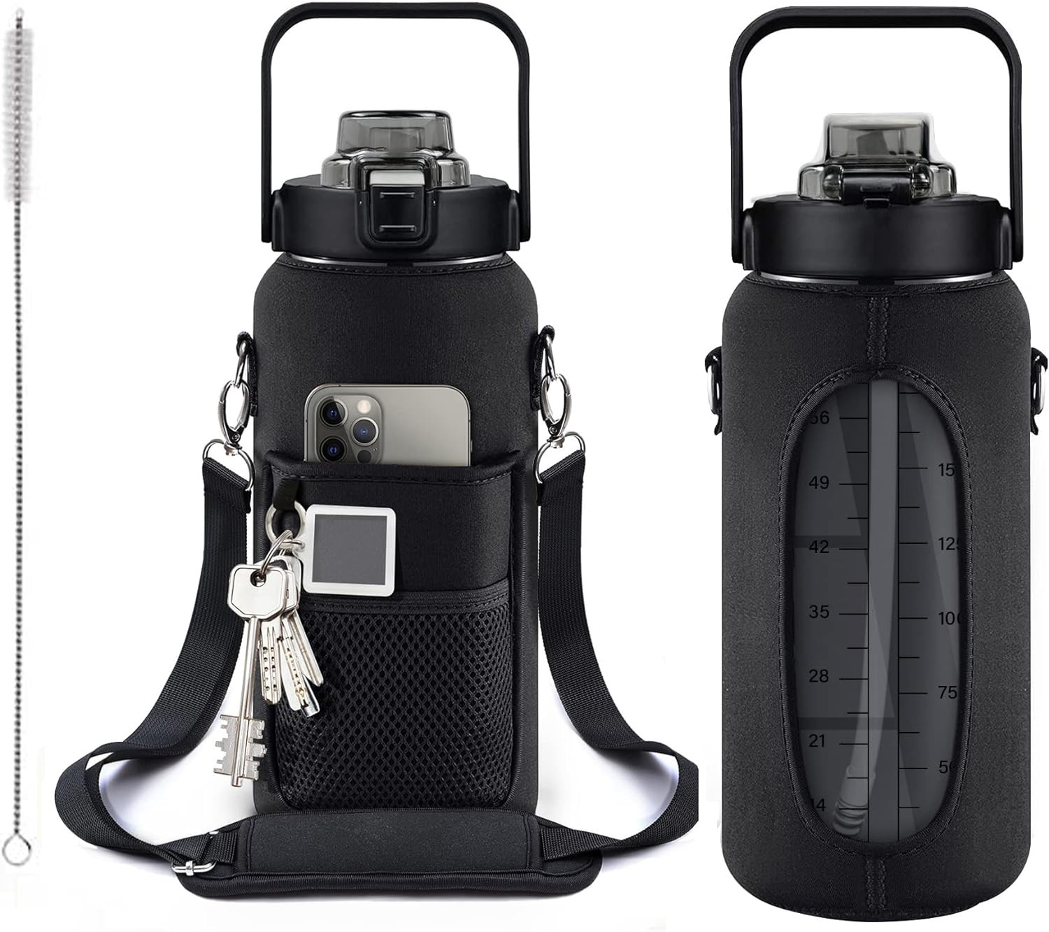 futaiphy Half Gallon Water Bottle With Sleeve 64oz (2L) Inspirational Water Bottle With Straw and... | Amazon (US)